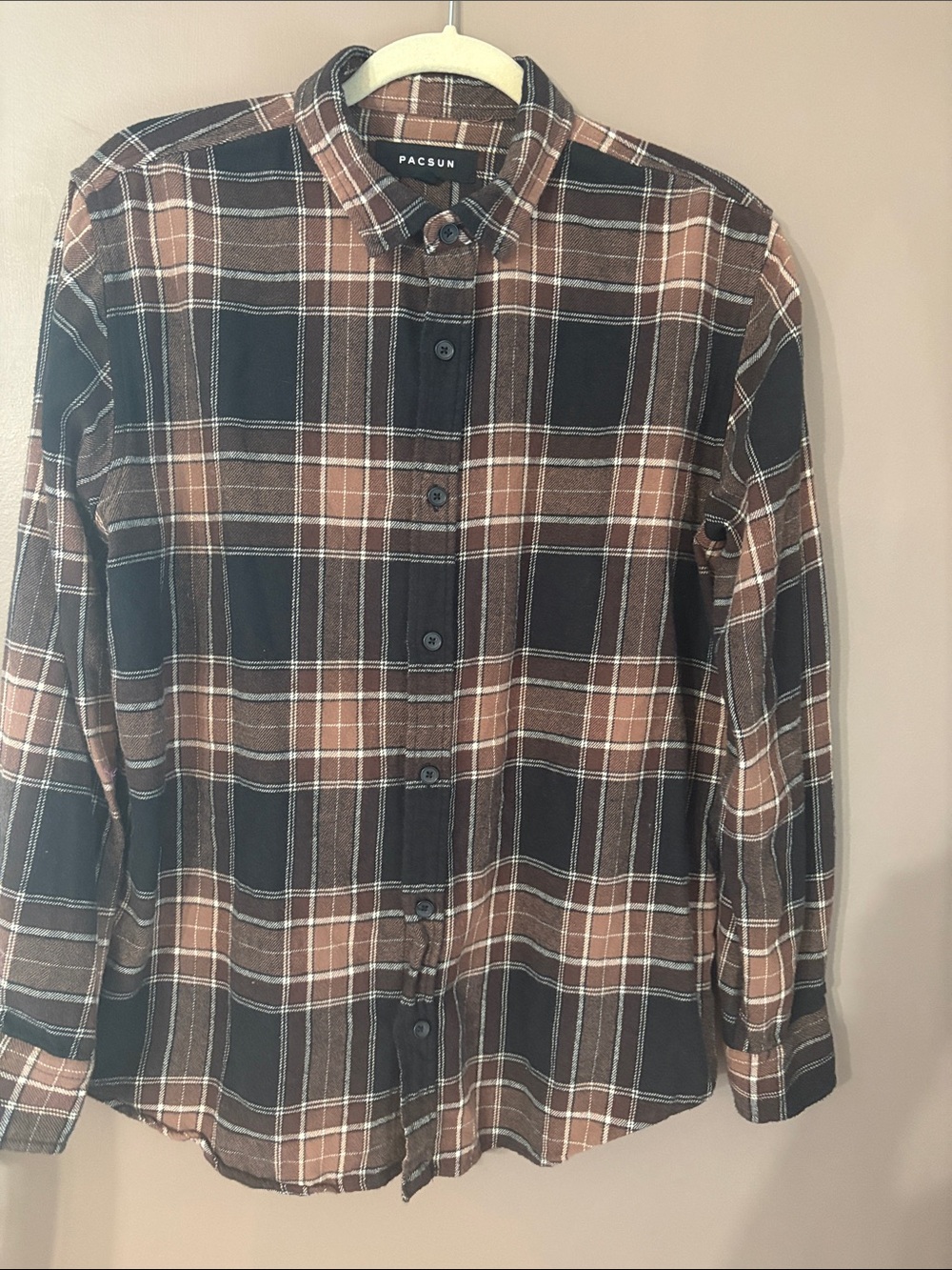 PacSun Black and Brown Plaid Button-Down Shirt